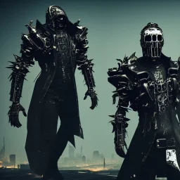 badass wearing a broken mask, evil king in black metal armor, futuristic suit, emperious, 8k resolution concept art, cyberpunk 2077