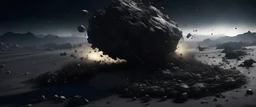 apokaliptyczna wizja końca świata z lecącą asteroidą i pyłem kosmicznym