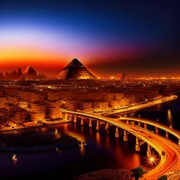 Egyptian city, digital art, breathtaking, golden ratio, extremely detailed, hyper-detailed, establishing shot, hyperrealistic, cinematic lighting,