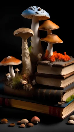 Books that are layered with mushroom spores