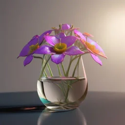 Exotic surreal living glass prism flowers by Chris Wood, sunbeams, intricate details, hyper realistic, 8K resolution, featured on behance