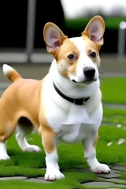 Give me the imagen of how would be the breed of a corgi and a pitbull
