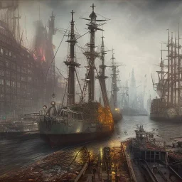 steam punk hamburg harbour under socialism