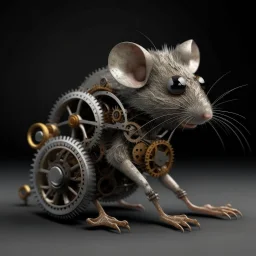 a rat with gears in it's face, naked