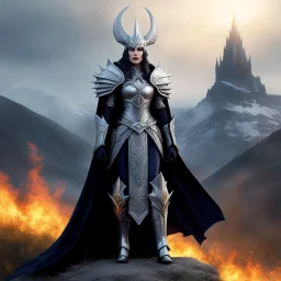 [very impressive high res masterpiece in Kodak Eastman 5247, scene by László Krasznahorkai] The lich-queen githyanki wizard stands on the hill with her silver skin, gleaming armor, and razor-sharp flaming sword. her fierce and cunning psionics powers, hailing from the Astral Plane, she Githyanki lich-queen strikes fear into the hearts of her enemies on the battle with her piercing, lava-like eyes. She is Born Ready