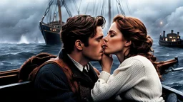 Write a scene where Jack and Rose say goodbye to each other as Rose boards a rescue boat on the sinking Titanic. The tension is palpable as they express their love for each other amidst chaos and tragedy. Jack's heartbreak is evident as he watches Rose leave, knowing they may never see each other again. The scene captures the emotional turmoil of the moment and the overwhelming sense of loss as the ship continues to sink.