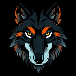 Generate me a classy trendy logo named "JZM" depicting a wolf's face using Dark Gray-Blue and Bright Fiery-Orange. The font of "JZM" should depict a wolf's face with a dramatic background.