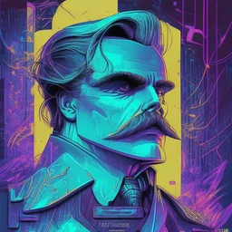 Futuristic, cyberpunk, Friedrich Nietzsche,Comic style