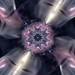 Mesmerizing abstract 3d visual, recursive Symmetrical structure of flowing translucent shapes, centered, soft aesthetic, negetive space.galaxsy background