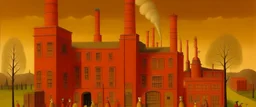 A reddish orange toy factory painted by Caspar David Friedrich