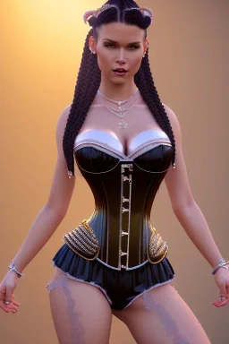 sexy milf, black hair, braids, unicorn, corset, desert, 8k resolution, high-quality, fine-detail, intricate, fantasy art, detailed matte, volumetric lighting, illustration, 3D