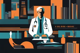 a doctor in the style of Saul bass