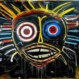 eye ball, by Jean-Michel Basquiat, acrylic paint and crayon