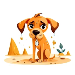 desert rain cartoon dog,illustration,svg,white background