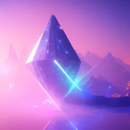 a crystalised blue pink spaceship, gold, diamonds, lightbeams, cosmic background, atmospheric, realistic, unreal engine, 8k. Cinematic lighting, octane render.