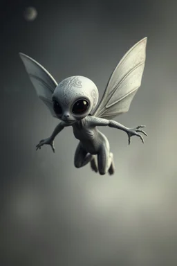 female gray alien flying