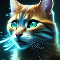 A small feline , magic, head and shoulders,deep colours, 8k resolution concept art portrait by Greg Rutkowski, Artgerm, WLOP, Alphonse Mucha, dynamic lighting, hyperdetailed,intricately detailed ,Splash art, trending on Artstation, triadic colors, Unreal Engine 5 , volumetric lighting Splash art fantasy"