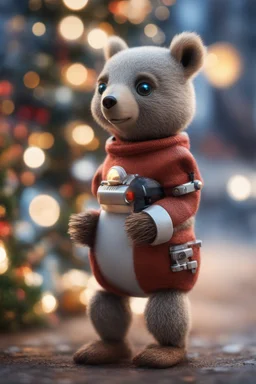 last Christmas bear squirrel chat robot, bokeh like f/0.8, tilt-shift lens 8k, high detail, smooth render, down-light, unreal engine, prize winning