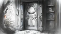 sketch of a hidden object door locked background