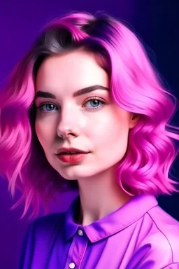 potrait of pretty lady in violet and pink color
