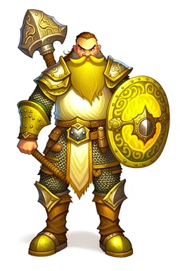 dwarf paladin with a war hammer and a shield