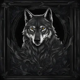 a wolf keep it black board with his hands