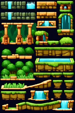 fountain tileset for 2d platformer perspective view