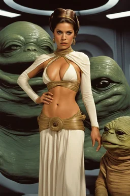 Lolita, in princess Leia's slave costume of the Return of the Jedi, close to Jabba the Hutt.