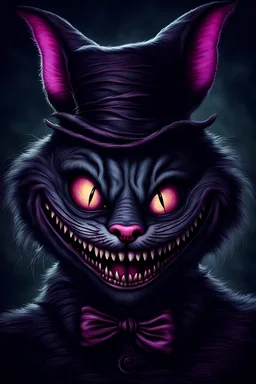 dark evil Cheshire Cat from a twisted version of alice in wonderland