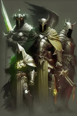 crusader holy light olive green dark medieval knight paladin crusades diablo demon slayer dark ages templar devil vs angel