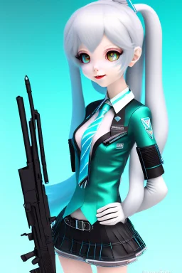 hatsune miku with a m16