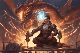 a dragon-born artificer who uses Tesla coils as weapons