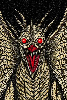 Moth / shark hybrid demon in the style of Berserk manga