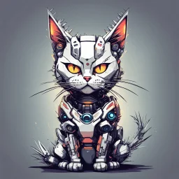 Cyborg Cat Quickdraw Maven in Vector spiked art style