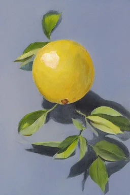 painting of a blue lemon on a white background