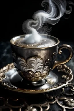 чашка кофе, латте,глиттер,готика,воздушно,нежно,серебро,дымка,облака,сияние