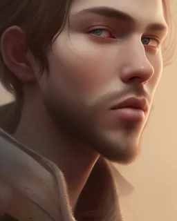  boy, cute, young, brown hair, brown eyes, medium hair, close up, head and shoulders portrait, head and shoulders portrait, 8k resolution concept art portrait by Greg Rutkowski,