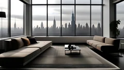 aussicht New York, minotti Sofa , grosse Fenster, Jan kath Teppich