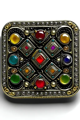 Jewish futuristic square pectoral with 12 precious gems inside it.