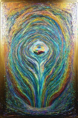 Nothing's going to stop the flow; Neo-Surreal Symbolism of the mental state of flow inspired by Hundertwasser and Kandinsky; Golden Hour; Controversial; Mendacious; Audacious; Whimsical; sparkly Pale Fluid Metal Pastel palette
