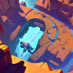 stylized,canyon,scifi,dungeons map,futuristic,roboquest,top view