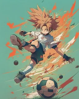 Anime design playing soccer