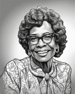 Outline art for coloring pages with Shirley Chisholm, white background, sketch style, only use black outline, white background, no shadows and well and clear outline