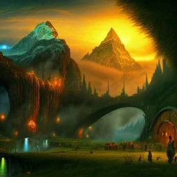 Epic Drawing of mordor scenery of The Hobbit estilo Van Gogh 4k