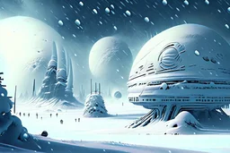 Alien Winter World, Colony, Building, Blizzard, Distant Alien Planets, Snowy