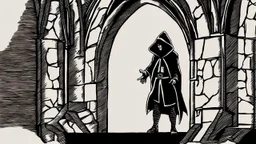 The hooded sorcerer in the castle tower