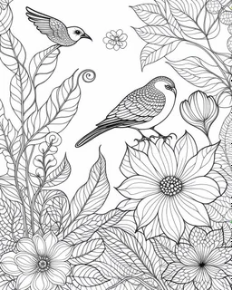 Finding Serenity in Flora and Fauna, coloring page.