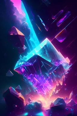 neon nebulae, aurora, crystal shards floating, surreal, cyberpunk, bright, HDR, high detail, 4d
