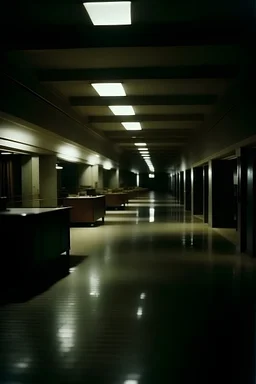 dark, gloomy, 1960's mall, inside