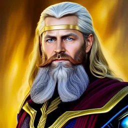 ultra detailed fullbody Portrait in oil on canvas of Odin from Marvel comics. with very long beard with asgardian Golden armor ,extremely detailed digital painting, extremely detailed face,crystal clear Big eyes, mystical colors ,perfectly centered image, perfect composition,rim light, beautiful lighting, 8k, stunning scene,extremely sharp detail, finely tuned detail, ultra high definition raytracing, in the style of Simon Bisley and pablo oliveira and Ken Kelley and Ohrai Noriyoshi